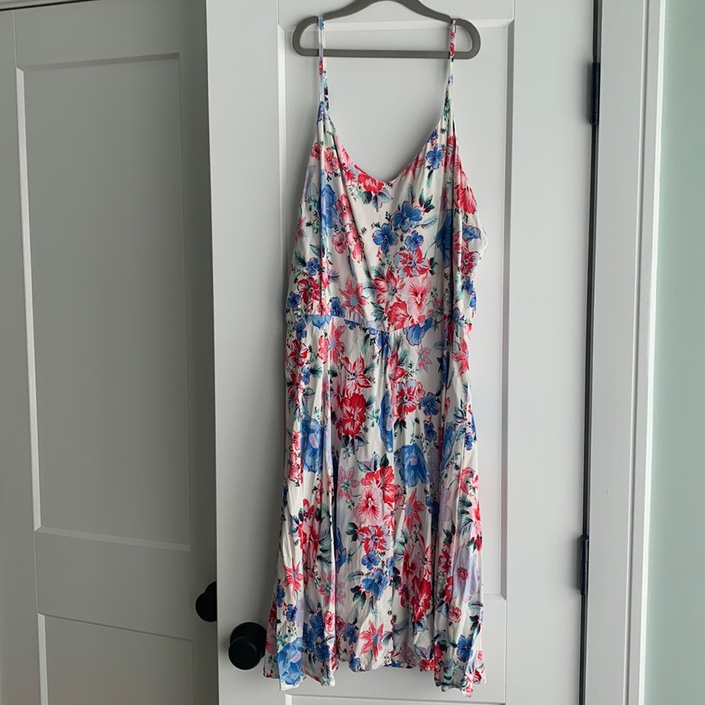 GAP floral spaghetti strap summer dress with full skirt XL Tall